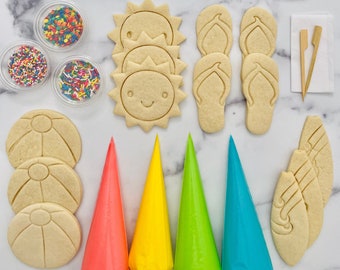 Beach Cookie Decorating Kit, ***INCLUDES 25 ITEMS***** Zoom Party Favors, Assorted Shaped Cookie Kit