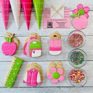 Back to school Cookies, Teacher’s appreciation cookies, Doll DIY Cookie Decorating Kit, **INCLUDES 24 ITEMS**, (Large Cookies)