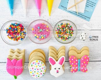 Bunny Easter Cookie Decorating Kit, Spring DIY Cookie Decorating Kit, **INCLUDES 25 ITEMS** with Free Bonus!!!