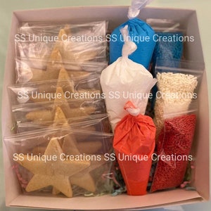 4th of July Cookie Decorating Kit, Patriotic Cookie Decorating Kit, DIY Cookie Kit, set of 12 cookies.