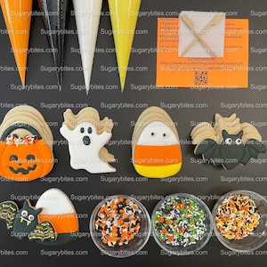 Halloween Cookie Decorating Kit, DIY Cookie Kit, (Large Cookies) ***INCLUDES 24 ITEMS*** With 4 Icing Bags & 3 Deluxe Sprinkle!!