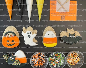 Halloween Cookie Decorating Kit, DIY Cookie Kit, (Large Cookies) ***INCLUDES 24 ITEMS*** With 4 Icing Bags & 3 Deluxe Sprinkle!!