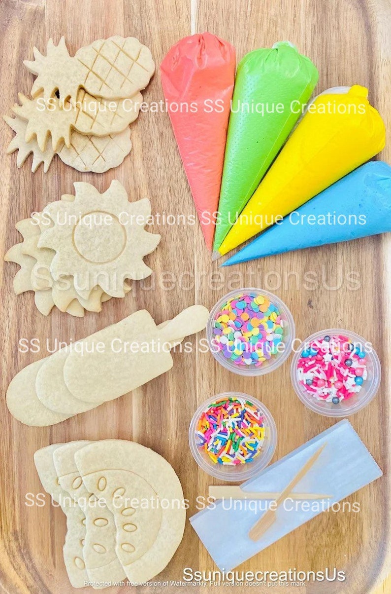 Summer Cookie Decorating Kit, ***INCLUDES 24 ITEMS***** Zoom Party Favors, Assorted Shaped Cookie Kit image 3