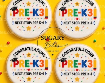Pre-K Graduation Cookies | Pre-K 3 Graduation Cookies | Printed Cookies | School Graduation Party Favors | Pre K Gift | SET OF 12 COOKIES