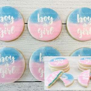 Galletas para revelar el género del bebé, galletas para baby shower (incluye 12 galletas grandes), regalos para baby shower, galletas para revelar el género del bebé