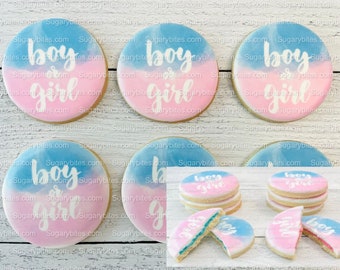 Gender Reveal-koekjes, babyshowerkoekjes (inclusief 12 grote koekjes), babyshowerbedankjes, gender Reveal-koekjes voor baby's