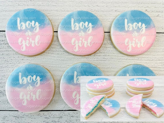 Gender Reveal Cookies, Baby Shower Cookies,  (Includes 12 Large Cookies), baby shower favors, Baby Gender Reveal Cookies