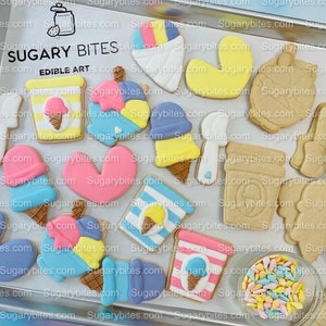 Ice Cream Cookies , Ice Cream DIY Cookies Kit, (Large Cookies), **INCLUDES 25 ITEMS**, w/ 5 Icing Bags and 3 Deluxe Sprinkles!