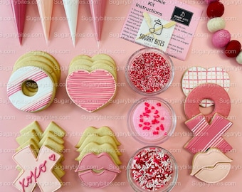 Valentinstag Keks-Dekorationsset, DIY-Keks-Kit, **ENTHÄLT 24 ARTIKEL** (große Kekse), inklusive Deluxe-Streuseln !!