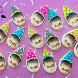 Personalized Face Cookies, Birthday Cookies, Unique Custom Birthday Cookies For Any Events… Set of 12 Custom Face Edible Photo Cookies