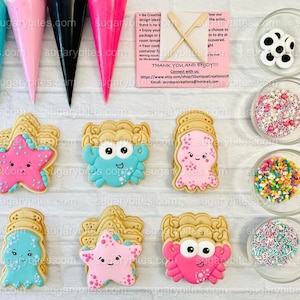 Under the Sea Cookie Decorating Kit, *INCLUDES 25 ITEMS* (Large Cookies) …… with 4 ICING bags and 4 Deluxe Sprinkles!