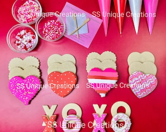 Valentines Cookie Decorating Kit,  Heart DIY Cookie Kit, **INCLUDES 24 ITEMS** (Large Cookies), Deluxe Sprinkles Included!!!