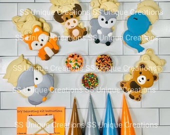 Woodland Animal Cookie Decorating Kit, ***INCLUDES 24 ITEMS*****, ( Jumbo Cookies), Zoom Party Favors, birthdays, or occasion!