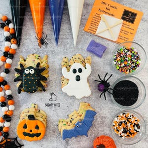Halloween Cookie Decorating Kit, DIY Cookie Kit, (Large Cookies) ***INCLUDES 24 ITEMS*** With 4 Icing Bags & 3 Deluxe Sprinkle!!