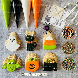 Halloween Cookie Decorating Kit, DIY Cookie Kit, (Large Cookies) ***INCLUDES 24 ITEMS*** With 4 Icing Bags & 3 Deluxe Sprinkles!!!