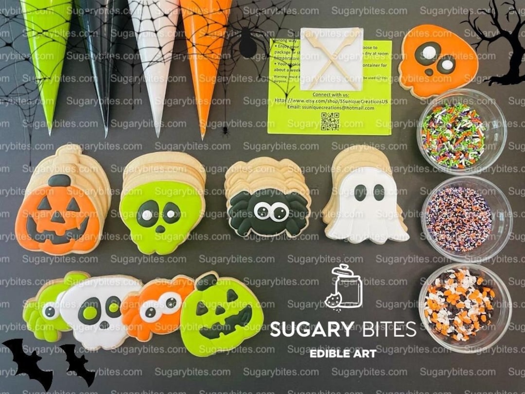 Halloween Cookie Decorating Kit, DIY Cookie Kit, large Cookies INCLUDES