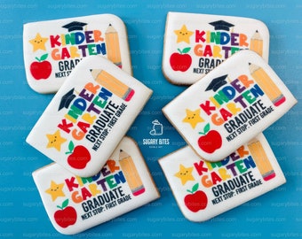 Kindergarten Cookies, Kindergarten Graduation Gift, Edible Photo Cookies, (Includes 12 Cookies), Kindergarten favors, Kindergarten Grad.