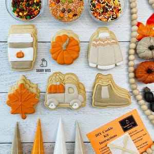 Herbst Keks-Dekorationsset, Thanksgiving DIY-Kekskit **ENTHALTEN 24 ARTIKEL * Zoom Partygeschenke, Assorted Shaped Cookie Kit, (große Kekse)