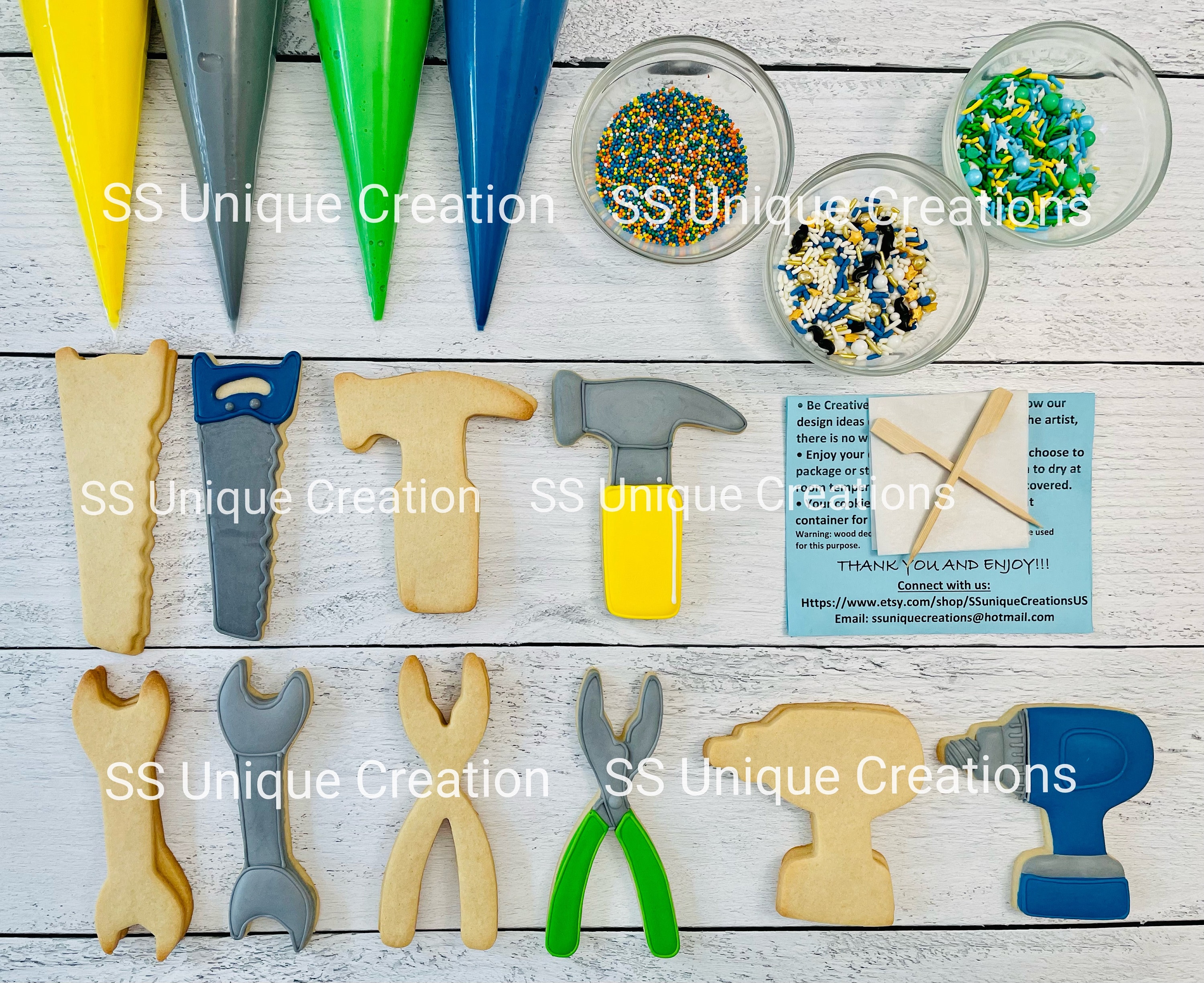 Tools Cookie Decorating Kit, DIY Decorating Cookies Kit, (large Cookies