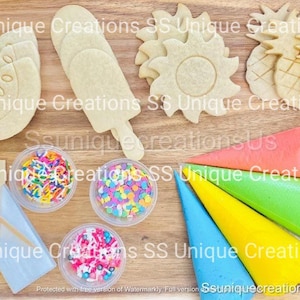 Summer Cookie Decorating Kit, ***INCLUDES 24 ITEMS***** Zoom Party Favors, Assorted Shaped Cookie Kit image 1