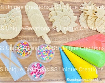 Summer Cookie Decorating Kit,  ***INCLUDES 24 ITEMS***** Zoom Party Favors,  Assorted Shaped Cookie Kit