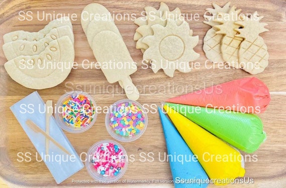 Summer Cookie Decorating Kit,  ***INCLUDES 24 ITEMS***** Zoom Party Favors,  Assorted Shaped Cookie Kit