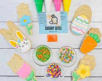 Easter Cookie Decorating Kit, DIY Spring Sugar Cookie Decorating Kit, **INCLUDES 25 ITEMS**, (Large Cookies)… with Free Bonus!!!