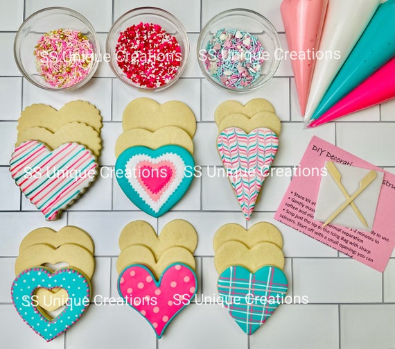 Valentines Day Hearts Cookie Decorating Kit Heart DIY Cookie