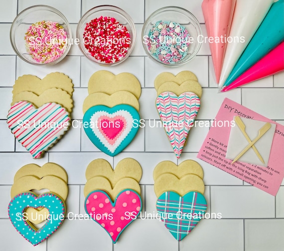 Valentines Day Hearts Cookie Decorating Kit Heart DIY Cookie