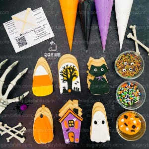 Halloween Cookie Decorating Kit, DIY Cookie Kit, (Large Cookies) ***INCLUDES 24 ITEMS*** With 4 Icing Bags and 3 Deluxe Sprinkle!!!