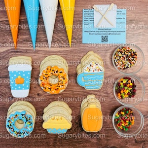 Fall Cookie Decorating Kit, Large Gourmet Cookies, 24 Items