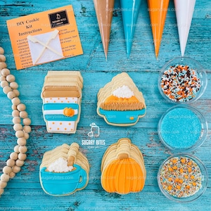 Fall Cookie Decorating Kit, Thanksgiving DIY  Cookie Kit **INCLUDES 24 ITEMS**Zoom Party Favors, Assorted Shaped Cookie Kit, (Large Cookies)