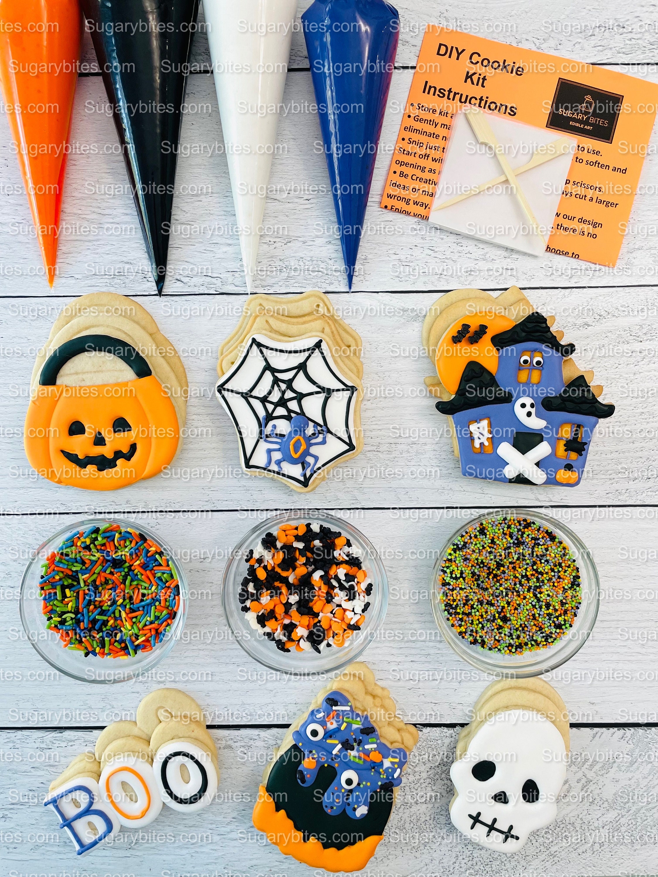 Halloween Cookie Decorating Kit, DIY Cookie Kit, (large Cookies