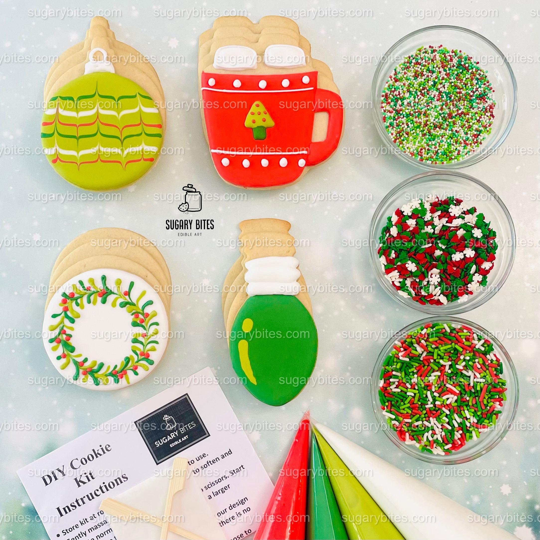 Decoratieset kerstkoekjes, ***BEVAT 24 ITEMS*** DIY-kerstkoekjesset, winterkoekjesset, (grote koekjes)
