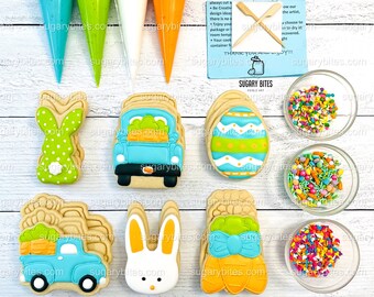 Easter Cookie Decorating Kit, DIY Easter Sugar Cookie Decorating Kit, **INCLUDES 24 ITEMS**, (Extra Large Cookies)