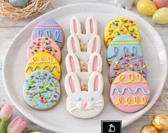 Easter Cookies | Easter Gift Box – 12 Hand Decorated Bunny & Egg Sugar Cookies – Easter Basket Treat, Spring Party Dessert, Gift Ready Box