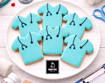 Nurse scrub cookies | medical cookies | nurse graduation party favors | colors option available | Set of 12 - hand decorated sugar cookies