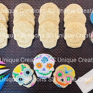 Kit de décoration de biscuits d'Halloween, biscuits crâne en sucre, Día de los Muertos, têtes de mort, kit de biscuits DIY, ***COMPREND 23 ARTICLES***
