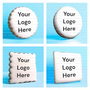 Edible Photo Cookie, Set of 12 Personalized Edible Logo Cookies, Customizable Printed Vanilla Sugar Cookie, Highly Detailed Edible Image!