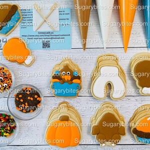 Thanksgiving Cookie Decorating Kit, Large Assorted Cookies, Sprinkles & Icing