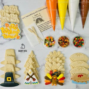 Thanksgiving Cookie Decorating Kit, Thanksgiving DIY Cookie Kit, Fall cookie kit **INCLUDES 26 ITEMS** (Large Cookies), Extra Free Bonus !!!