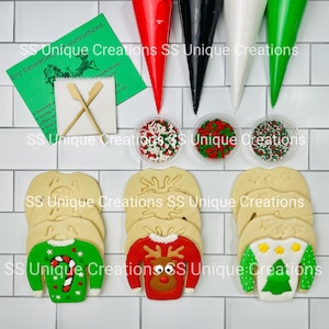 Ugly Sweater Cookie Decorating Kit (Large Cookies) ,**INCLUDES 24  ITEMS** Christmas Party, Holiday Kit