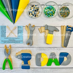 Tools Cookie Decorating Kit, DIY Decorating Cookies Kit, (Large Cookies), **INCLUDES 25 ITEMS**…With 4 Icing Bags w/Deluxe Sprinkles