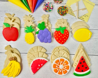 Fruit Cookie Decorating Kit, Gourmet Vanilla Cookies, Fun Party Favors
