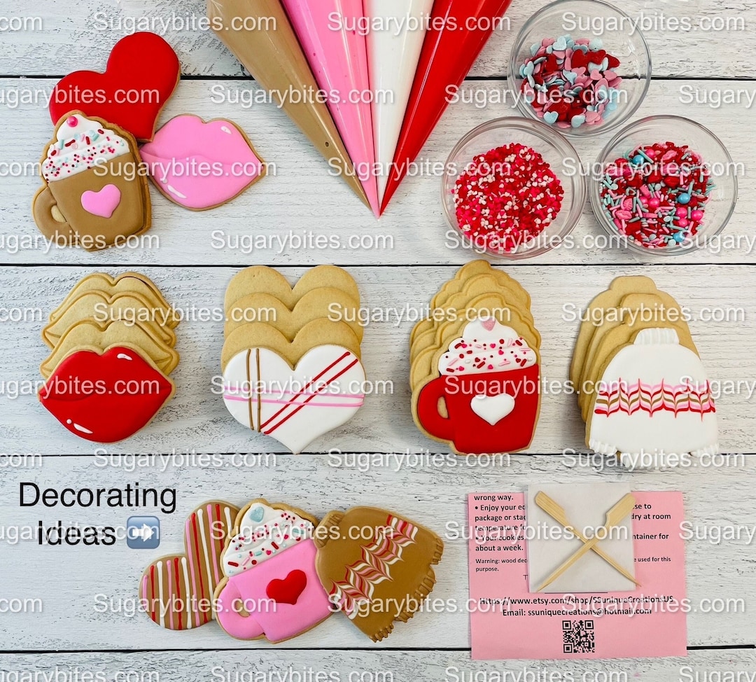 Valentines Day Cookie Decorating Kit, Valentines DIY Cookie Kit