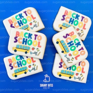 Back to School Cookies, School Cookies, Back to School Gift, Edible Photo Cookies, (Includes 12 Cookies), First Day of Class Treats.