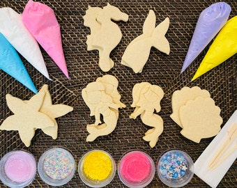 Mermaid Cookies, Mermaid DIY Cookie Decorating Kit, Ocean Cookies Kit, **INCLUDES 28 ITEMS** … with 5 Icing Bags & 5 Deluxe Sprinkles!!!