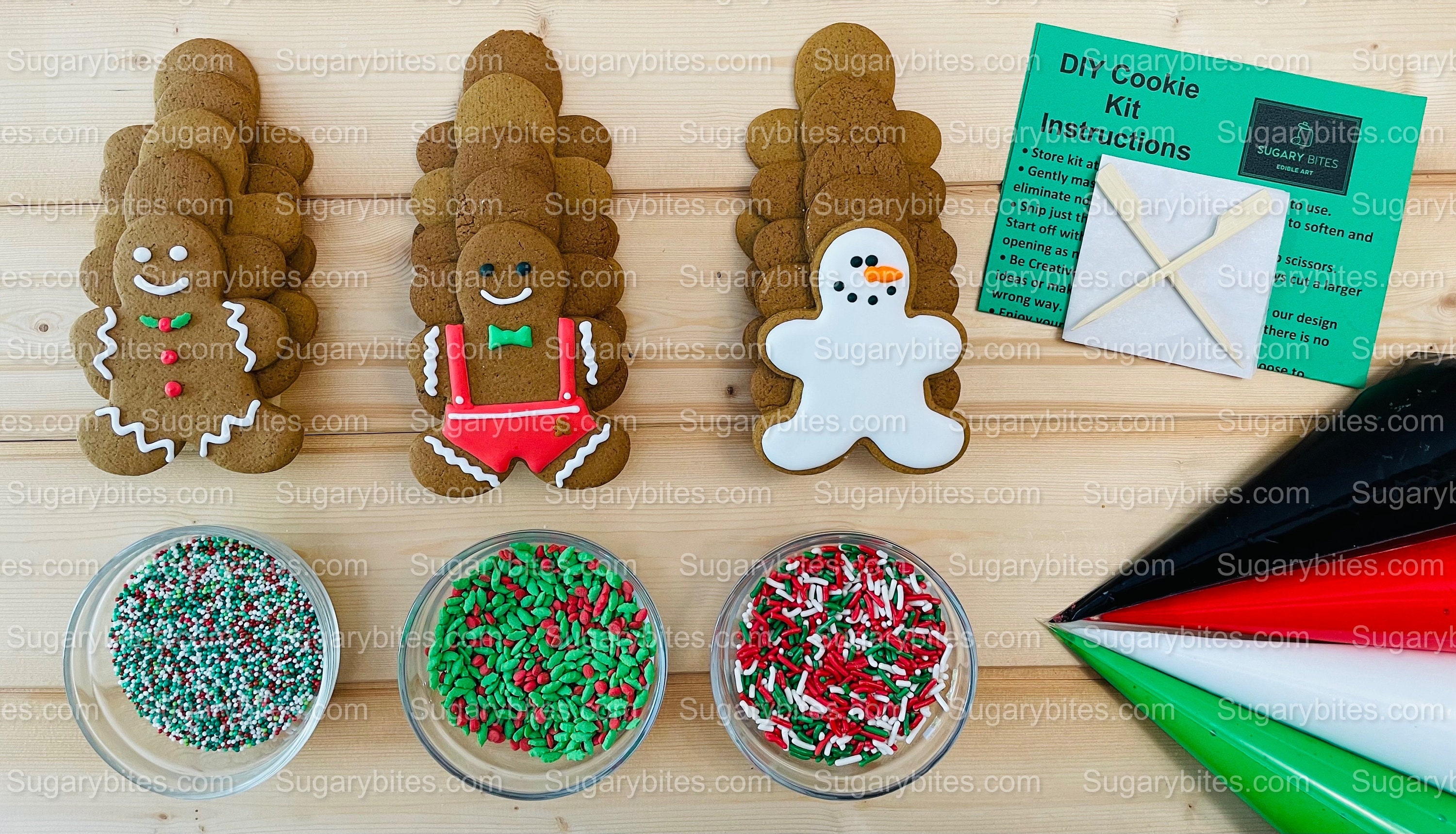 Gingerbread Cookie Decorating Kit, Christmas DIY Cookie Kit, (large