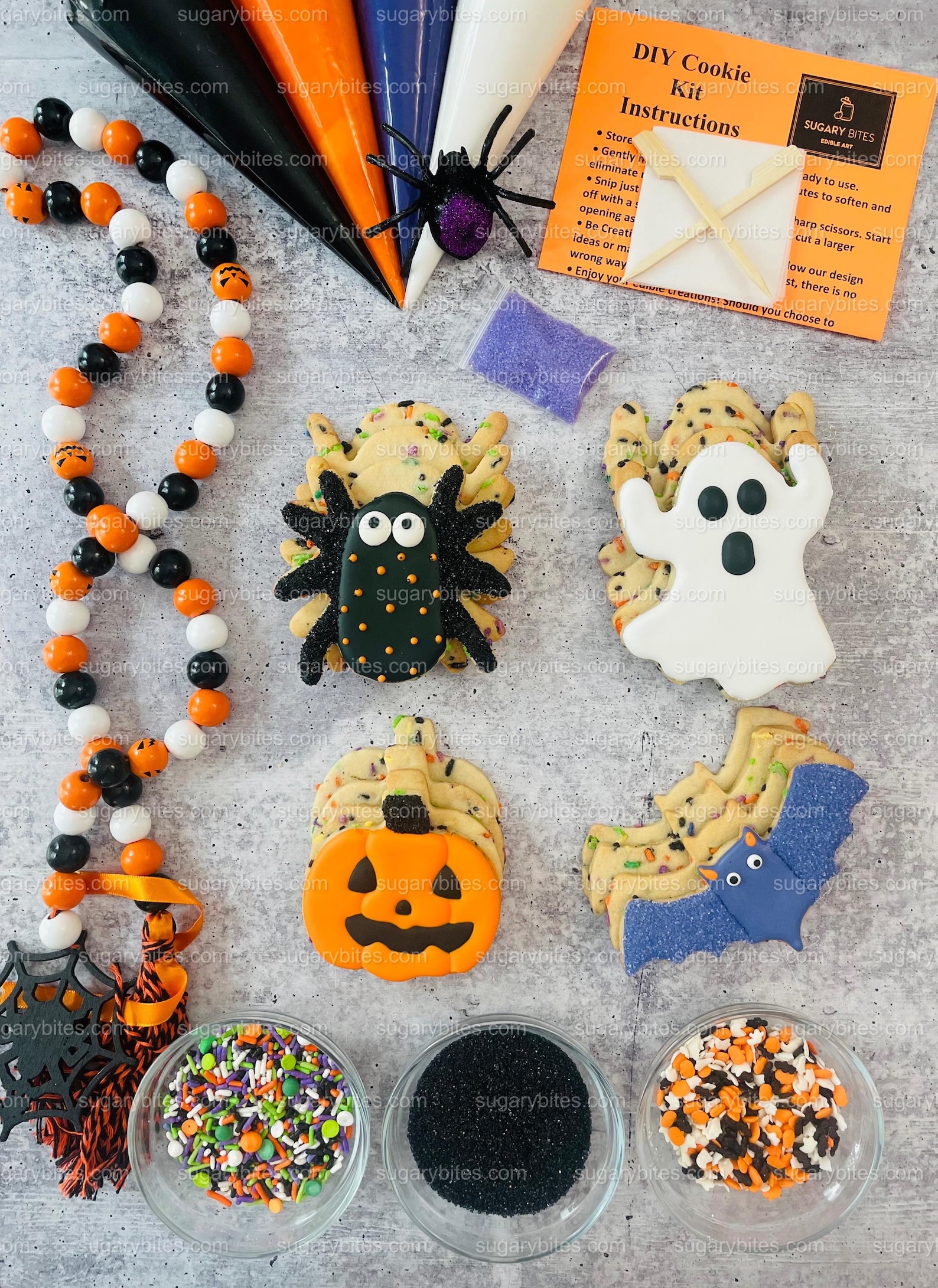 Halloween Cookie Decorating Kit, DIY Cookie Kit, (large Cookies