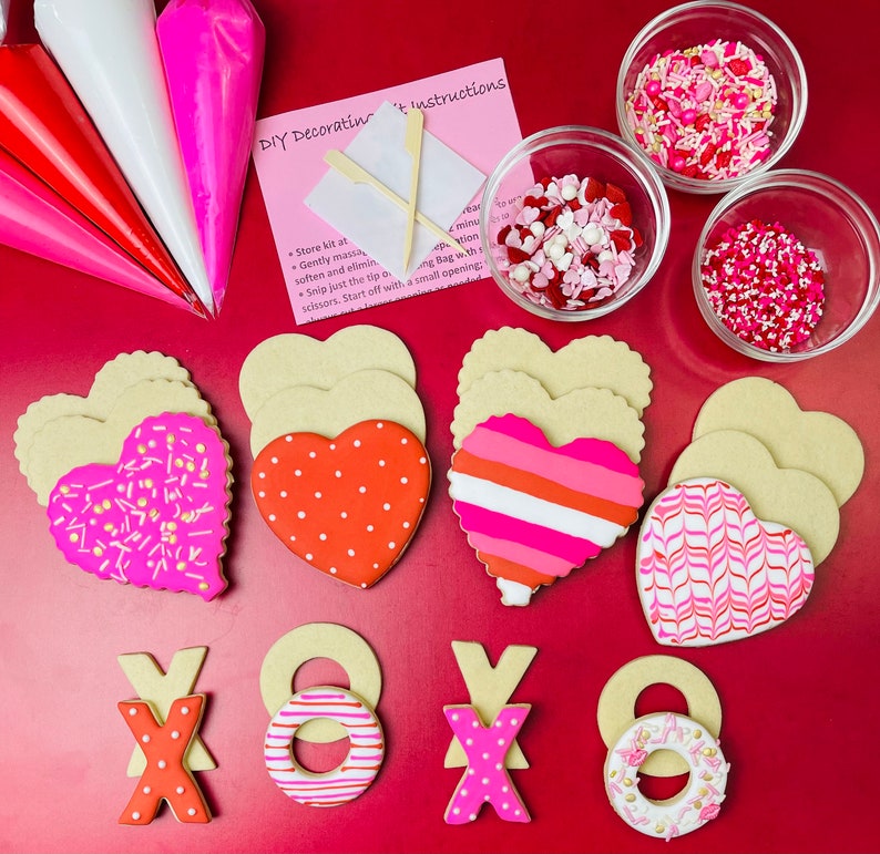 Deluxe Sprinkles Included!!! Large Cookies **INCLUDES 23 ITEMS** Valentines DIY Cookie Kit Valentine Cookie Decorating Kit